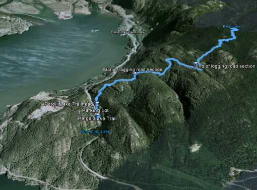 Google Earth: Murrin to Petgill Lake